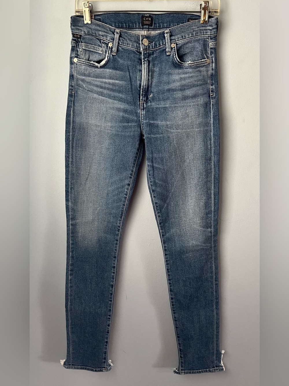 Citizens of Humanity Rocket High Rise Skinny Jeans Med Wash Raw Hem USA Size 28